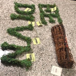 NWT Ashland Boxwood Letters And Grapevine Ribbon Decoration Lot
